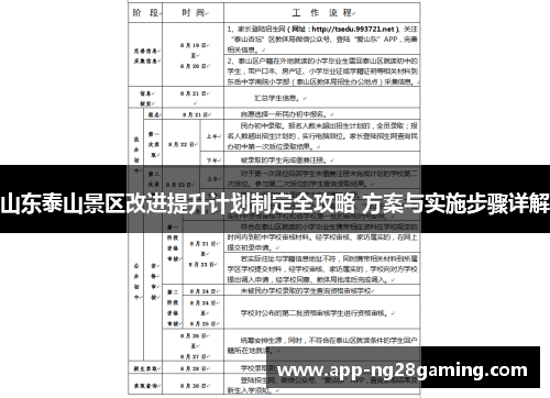 山东泰山景区改进提升计划制定全攻略 方案与实施步骤详解